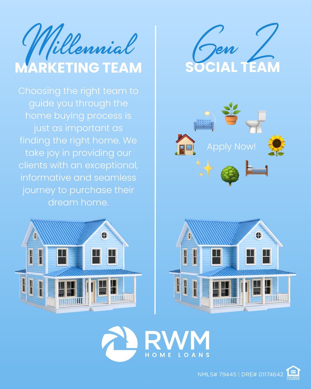 No matter the approach, we’re here to make the homebuying process smooth, stress-free, and maybe even a little fun!😄💙

#RWMHomeLoans #Marketing #Mortgage #RealEstate