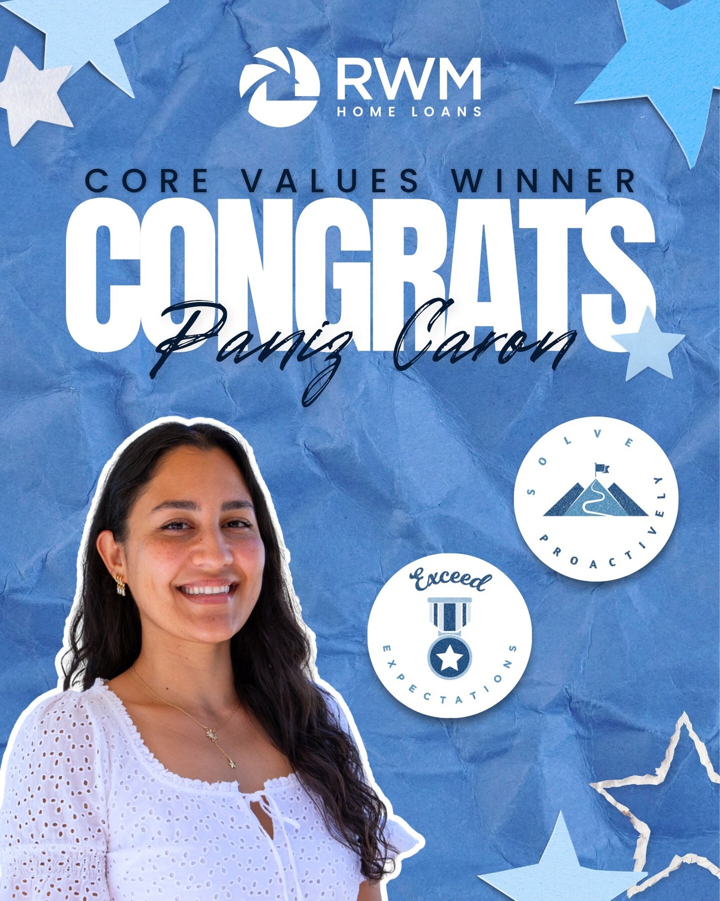 Congratulations to Paniz, our August Core Values Recognition Award recipient!

⭐ Paniz, our Lead Generation Manager, is a valued member of the RWM team and a true example of strategic thinking, leadership, and dedication. She consistently goes above and beyond to support our loan officers, bringing proactive solutions, well-researched recommendations, and thoughtful insights to their marketing and advertising needs.

From identifying trends and using data to guide decisions to recognizing new opportunities and finding ways to improve the tools and resources available to our team, Paniz consistently looks for smarter ways to support our loan officers and strengthen our marketing efforts. Her ability to think strategically, dig deeper, and turn insights into meaningful solutions makes her an invaluable resource to the team.

Beyond her individual contributions, Paniz is also a strong mentor who takes the time to share her expertise, support her teammates, and invest in the growth of those around her. Her accountability, creativity, and commitment to excellence help foster a collaborative environment where everyone feels supported and empowered. Whether she’s sharing a new trend, helping a teammate navigate a challenge, or developing strategies to better support our loan officers, Paniz consistently makes a meaningful impact through her dedication and willingness to take ownership.

We’re grateful to have Paniz as part of the RWM team and appreciate the knowledge, leadership, and expertise she brings to everything she does. We’re so lucky to have her on our team!